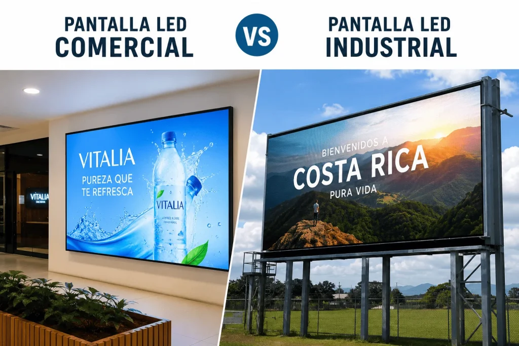 Pantalla LED comercial vs pantalla LED de grado industrial: ¿cuál es la mejor opción en Costa Rica?